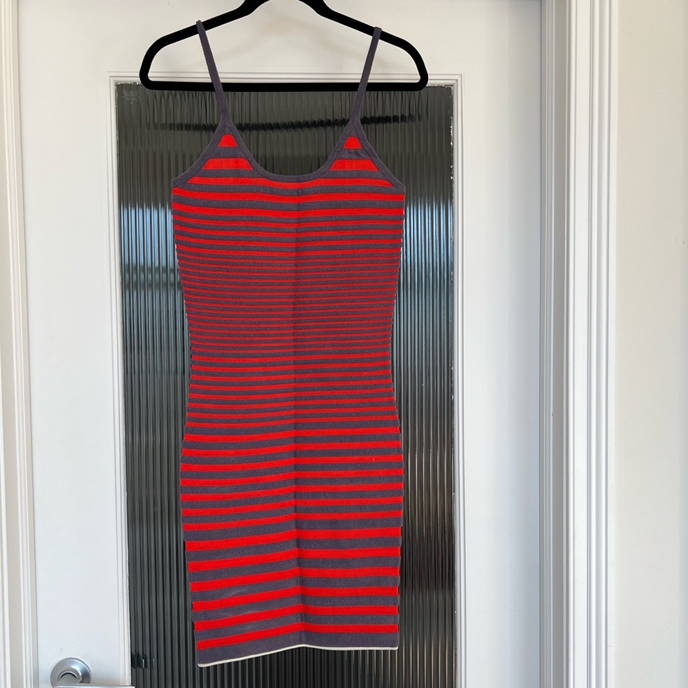 ALEXANDER WANG Striped spaghetti strap bodycon dress - size Small